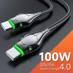 Retractable USB-C Cable 100W — 1 m Length — a retractable cable that charges at 100W and coils itself, ideal for the car and your bag.
