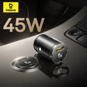 Retractable 145W car charger that charges more than one device inside the car.