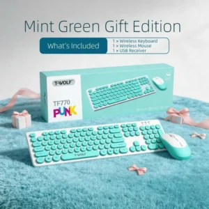 Arabic/English Wireless Keyboard and Mouse Set — a wireless Arabic/English desk set with Arabic and English lettering, ideal for work and study.
