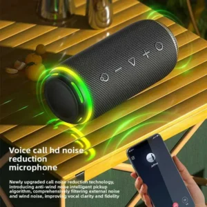 A large portable speaker with 40W of power and water resistance, suitable for trips and gatherings.