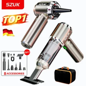 5-in-1 Cordless Car Vacuum with Inflator and Air Gauge — a powerful vacuum for every corner of your car, with an inflator and air pressure gauge in one device.