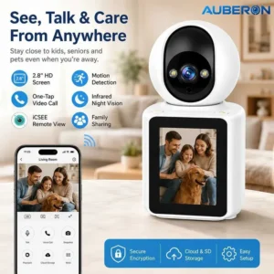 1080p Fixed Indoor Security Camera — a fixed 1080p camera that watches your home from your phone with clear night vision.
