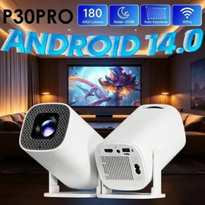 Mini 1080p Android Projector — Wi-Fi and Bluetooth — a cinema screen in your room: a mini Android projector that plays Netflix and YouTube directly.