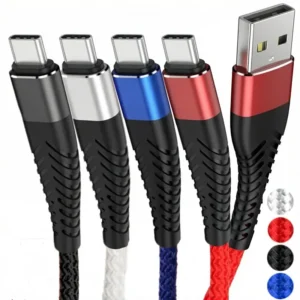 A 100W fast charging cable, 1 metre long, braided and cut resistant for everyday use.