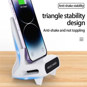 A 15W wireless charging stand that charges your phone without cables.