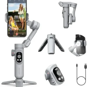 3-Axis Phone Gimbal Stabiliser — Cinematic Shake-Free Footage — stabilise your phone and get smooth professional video with no shake, with smart face tracking.