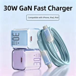 30W Single-Port Wall Charger with UK Plug - a fast 30W single-port wall charger with a UK plug that suits Saudi Arabia and the UAE