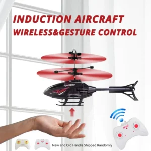 Gesture-Controlled RC Helicopter with LED Lights and USB Charging for Kids