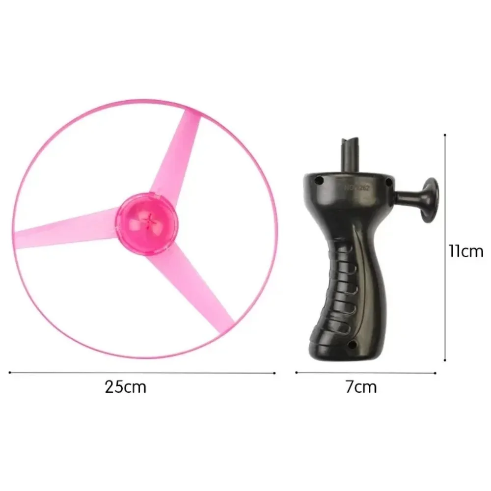 Light-up flying disc for kids with pull handle and LED lights
