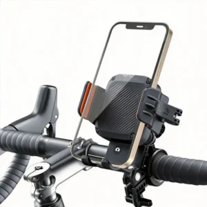 A motorcycle holder that fixes your phone securely.