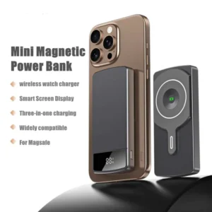 Magnetic Power Bank 5000 mAh 15W — attaches to your phone and charges it wirelessly, with a 5000 mAh capacity.